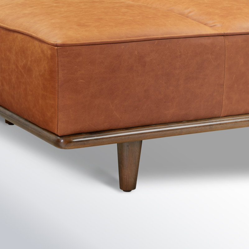 Lit de jour en cuir véritable Jasper, Cuir véritable brun clair cognac