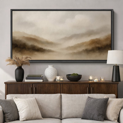 Grande impression sur toile encadrée, impression de paysage abstrait neutre pour décoration murale moderne minimaliste