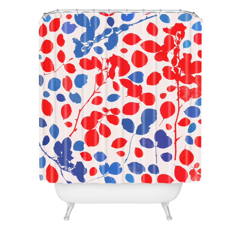 Rideau de douche simple garima dhawan wildrose, Rouge / Bleu