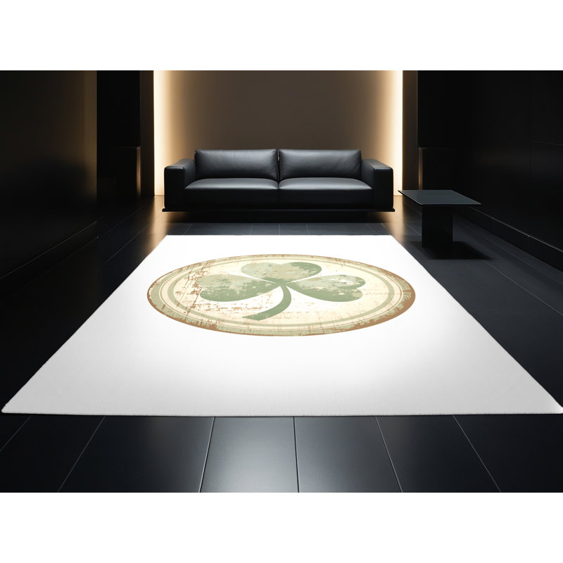Soft Plush Fellman St Patties Modern & Contemporary Abstract Area Rug in Beige – White Binding, 2x4