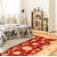 Tapis décoratif en laine noué à la main de conception unique 6 pi 7 po x 8 pi 2 po rouge/Ivoire