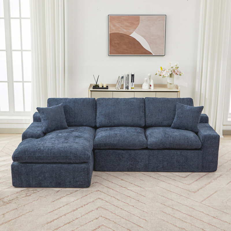 Canapé modulaire rembourré désossé 107,9 "avec coussin double couche et poches latérales Cloud, Bleu