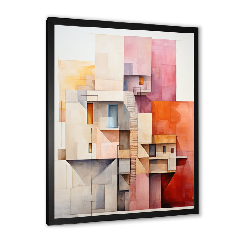 Fetulla Constructivism Construit Horizons I - reproduction sur toile, Cadre photo noir, H 20 po x l 12 po x P 1 po