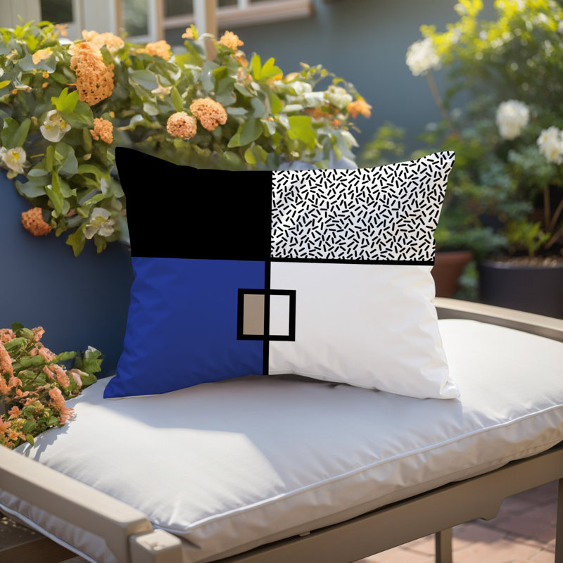 Coussin lombaire réversible intérieur / extérieur Looma, Rectangle H 18 po x l 25 po, Bleu marine