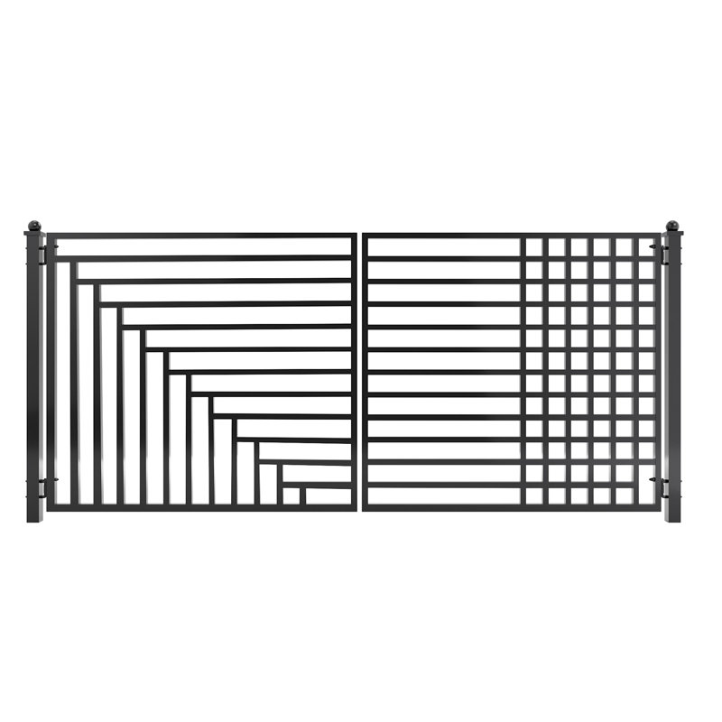 Kyiv Style 12 x 6 ft Black Steel Dual Swing Driveway Gate with Opener