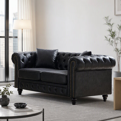 Canapé de style contemporain avec boutons en tissu technique, idéal pour le salon, la chambre d'amis et le salon