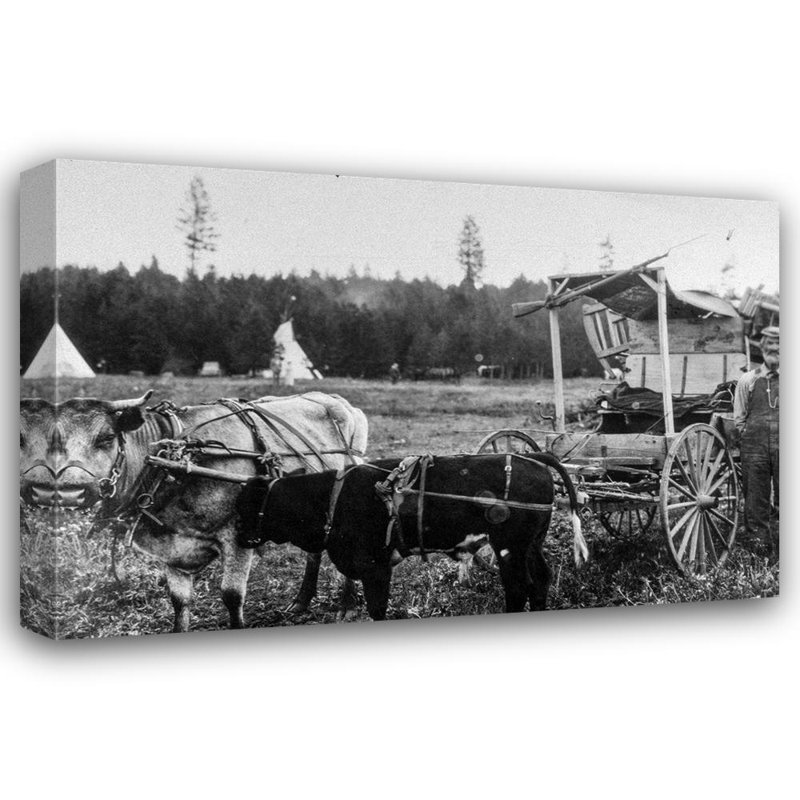 Loon Peak®, photographie rétro sur toile tendue, Oxen and Wagon - Old Oregon Trail 67411, H 13 po x l 18 po