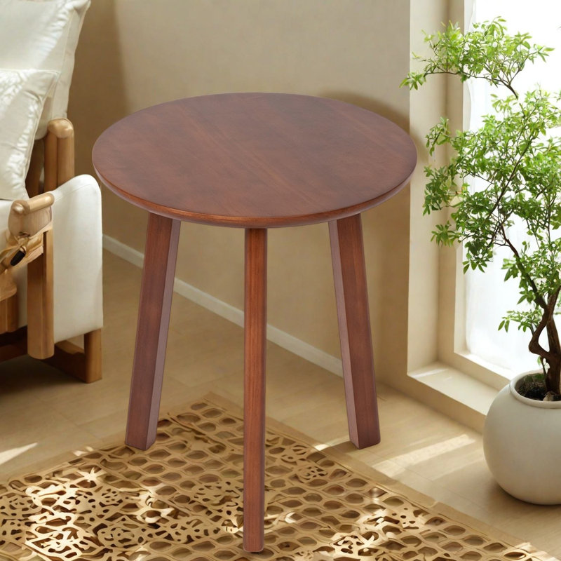 Tables de bout Modern, table d'appoint ronde en bois d'hévéa massif pour la maison
