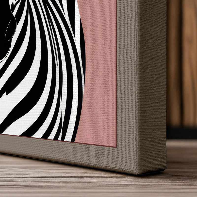 Striped Portrait Modern - Print, 30x20 - 76.2 x 50.8 cm, Taupe Border