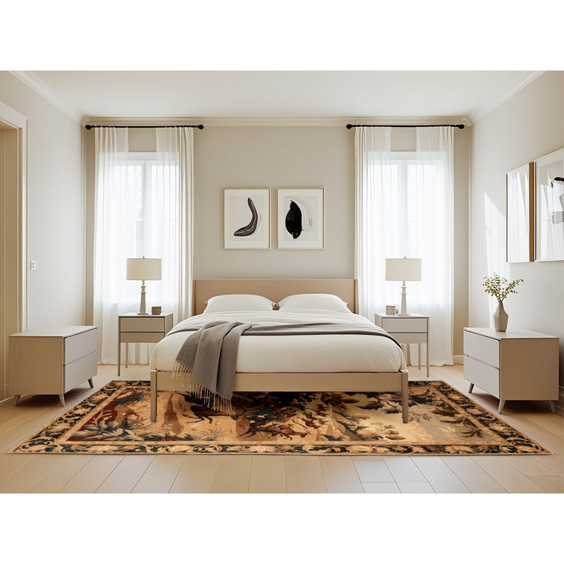 Tapis brun français lavable à la machine, Rectangle 5 pi x 8 pi