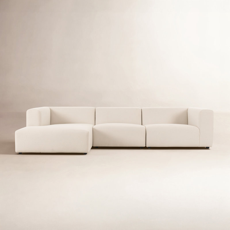 Lawndale 3PC LAF Sectional-Saxon Charcoal, Left Hand Facing, Fayette Cloud Polyester Blend
