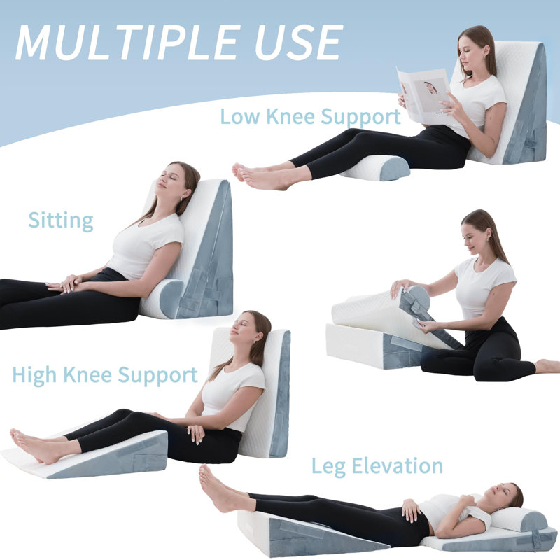 Adjustable Memory Foam Wedge Pillow Set with Headrest
