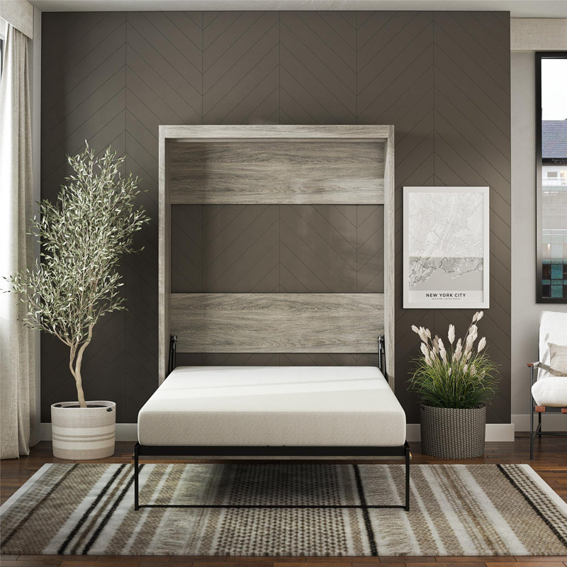 Wexford Murphy Bed, Full, Gray Oak