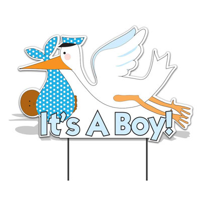 «It's a Boy!» Panneau d'annonce de bébé cigogne