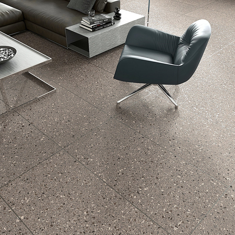 Birthplace 24" W x 48" L Porcelain Terrazzo Look Singular Tile, Mocha