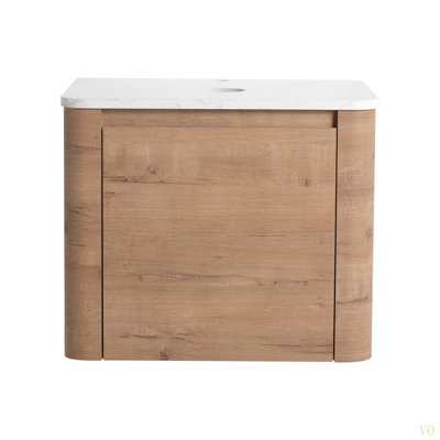 Meuble-lavabo mural 24 po et 1 porte à fermeture en douceur, emballage KD, contreplaqué (meuble-lavabo seulement, évier exclu)