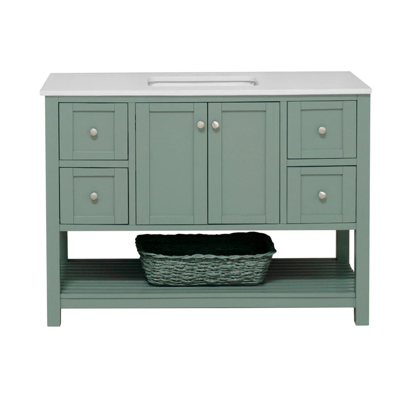 Ensemble de meuble-lavabo simple 48 po Binne, Sage Green, Blanc d'ingénierie