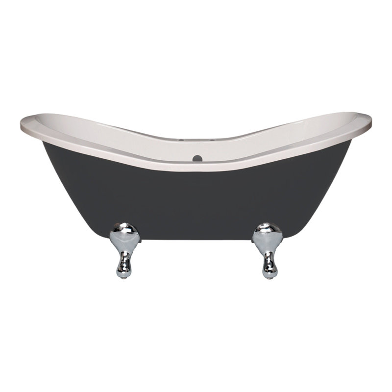 Baignoire à pattes doubles de 6 pi en noir et blanc Alpine (P1161) par Strom Living, Chrome chrome