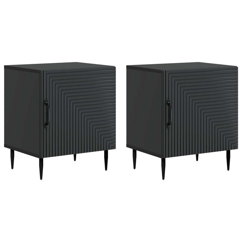 43cm W Manufactured Wood Bedside Table, Black