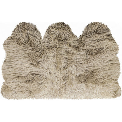 Tapis naturel en peau de mouton taupe 3 pi x 5 pi