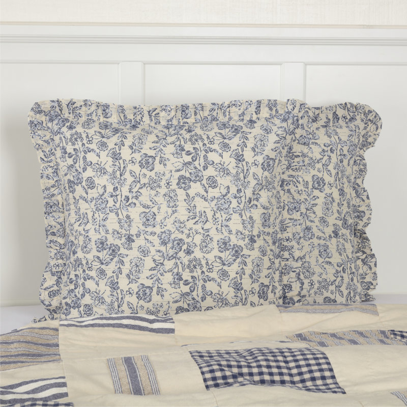 Doylestown Fabric Euro Sham, Blue Floral