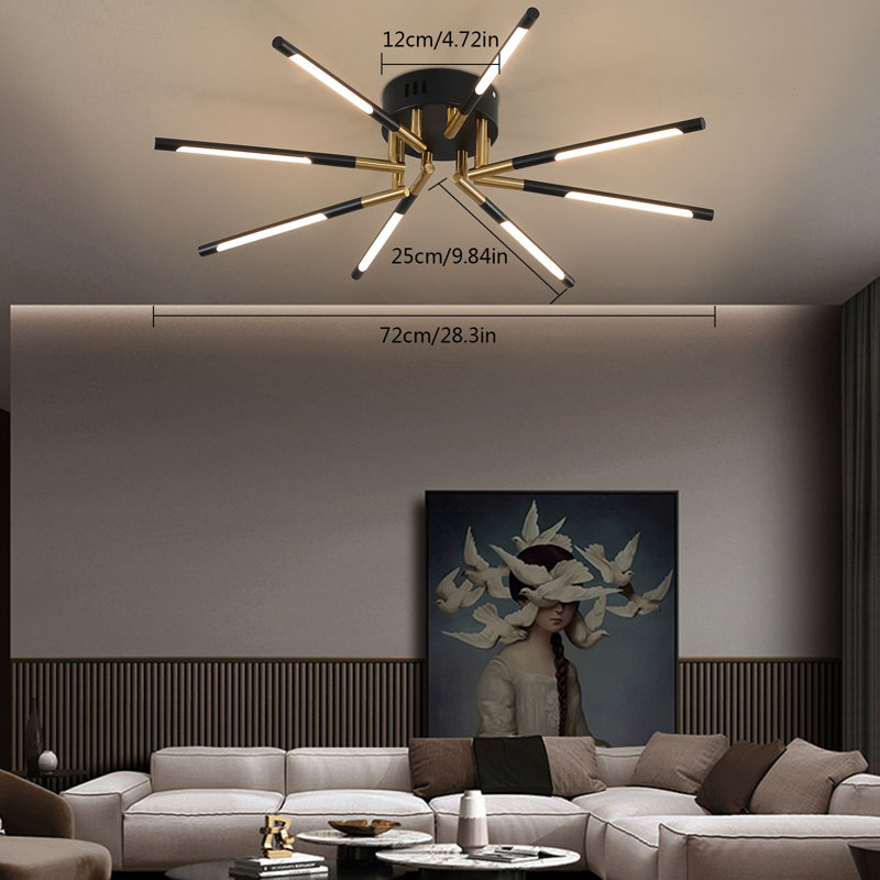 Plafonnier moderne 8 lumières, plafonnier encastré
