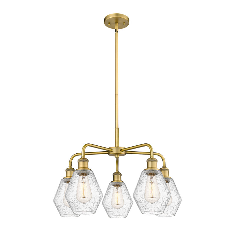 Lustre géométrique à intensité variable en acier à 5 lumières Amylea, H 15,5 po x l 24 po x P 24 po, Laiton brossé