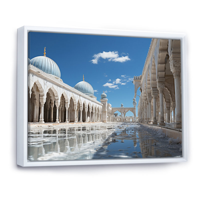Art de l'islam Masjid Alaqsa - islamique, 34" H x 44" W x 1.5" D, White Floater Framed