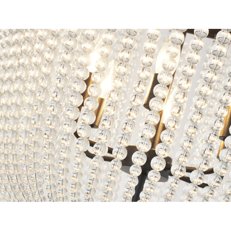Lustre en perles de verre 6 lumières Coastal , Noir satiné