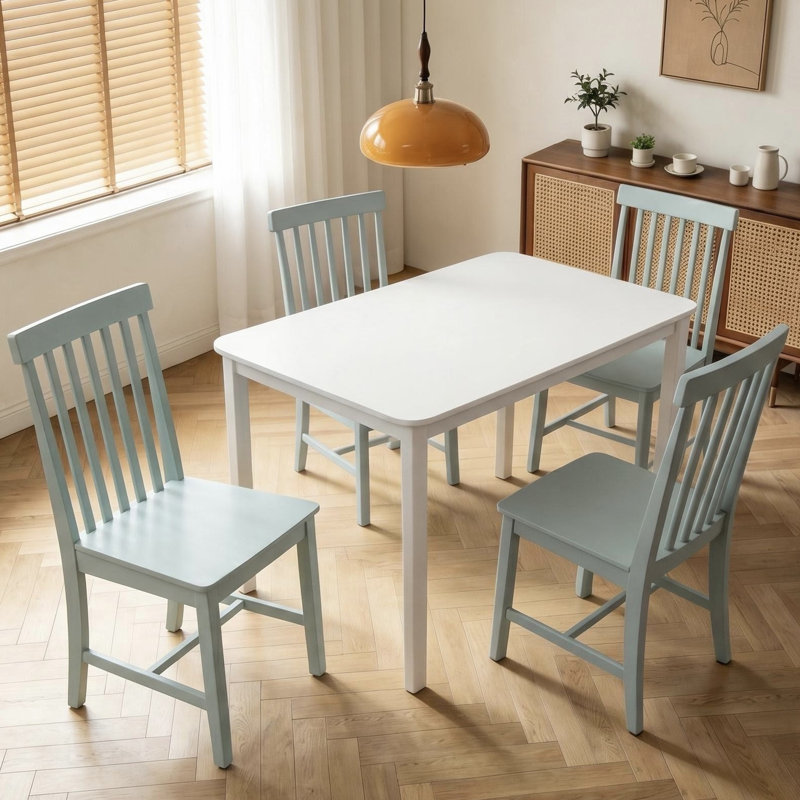 Solid Wood Space Saving Kitchen Dining Set, Baby Mint