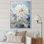 Fleur de dahlia blanc et bleu minimalisme II - imprimé