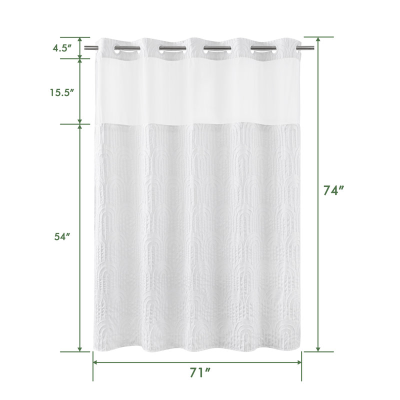 No-Hook Tufted Geometric Shower Curtain
