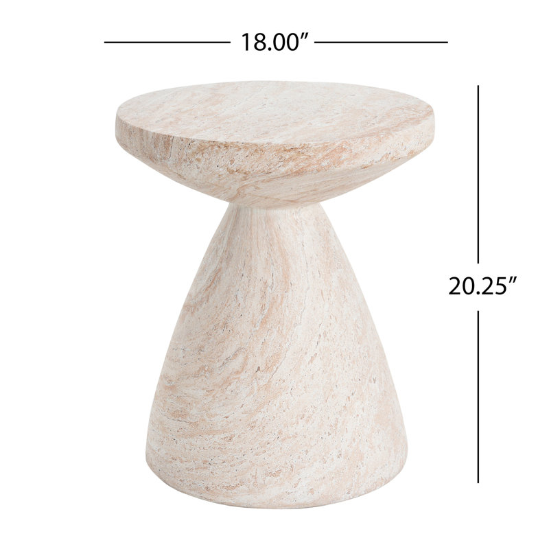 Table d'appoint en béton légère avec forme, finition et surface lisse fiable, sans assemblage