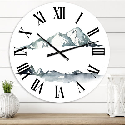 Minimalistic Landscape of Mountains Wall Clock