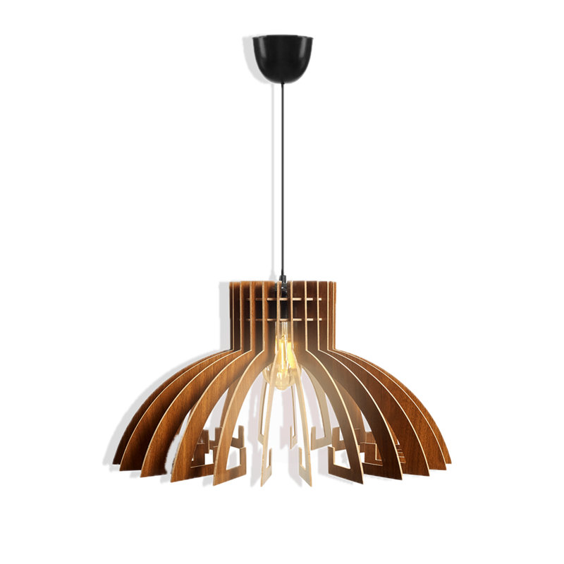Lustre couronne 1 lumière, Noyer / noir