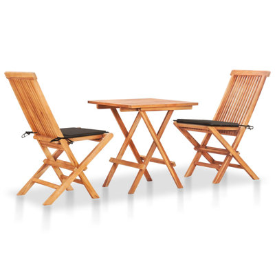 Ensemble bistro et chaises de patio en bois de teck 3 pièces