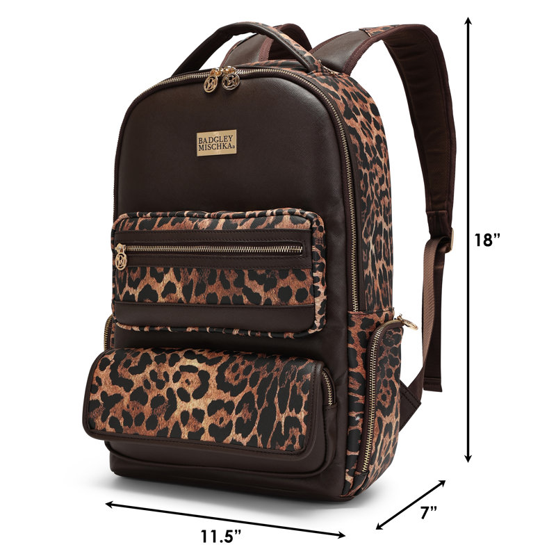BADGLEY MISCHKA Leopard Lux 20L Backpack with Laptop Pocket