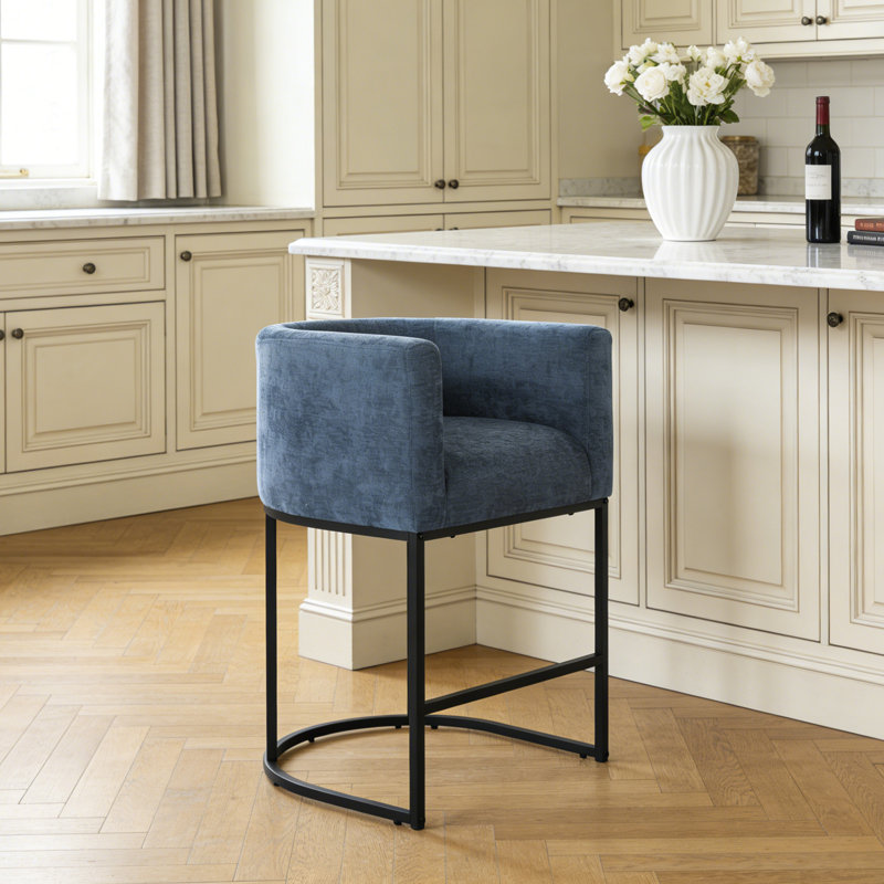 Tabouret de bar 26 po, Blue Seat/Black Frame, 1