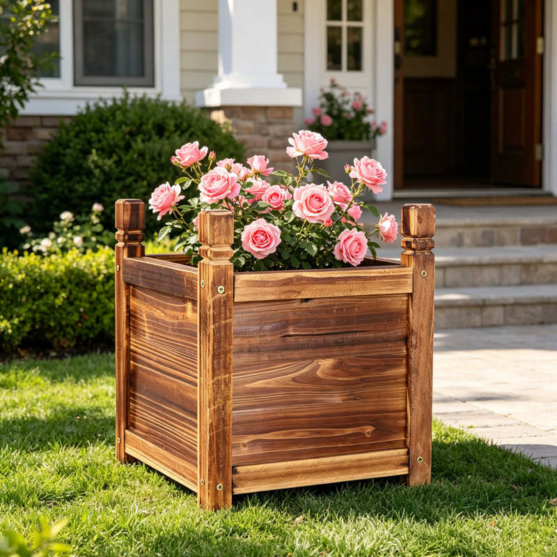 Kley Wood Planter Box, 38cm H x 30cm W x 30cm D