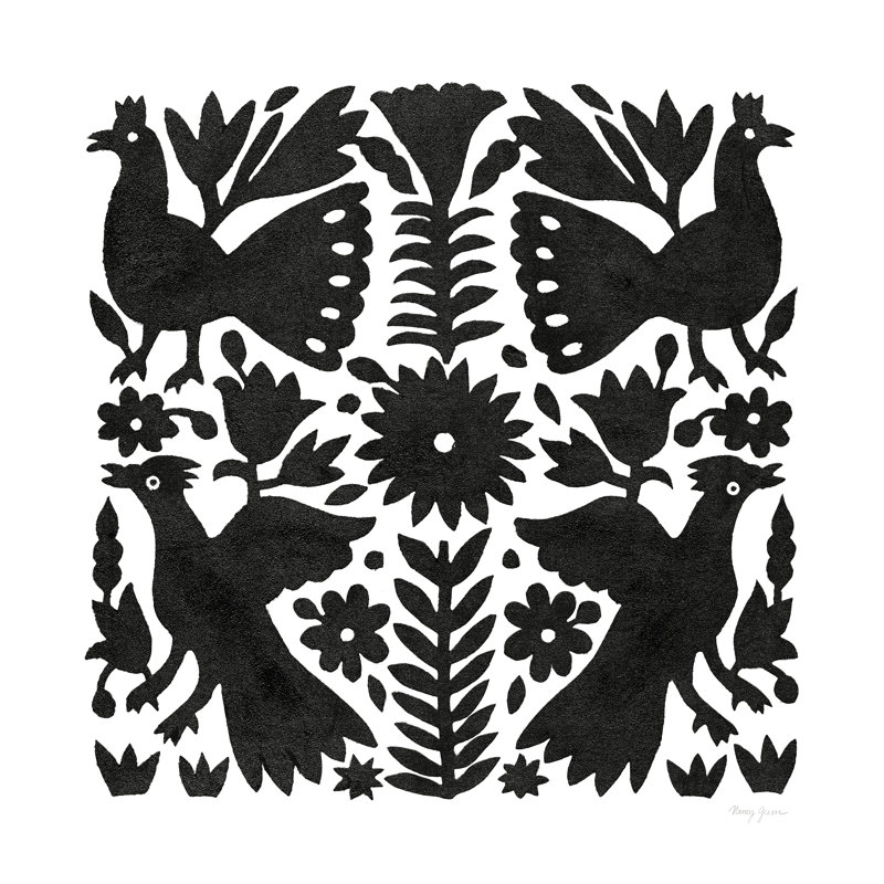 " Otomi Elegance Black IV " by Nancy Green, 36" H x 36" W