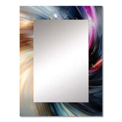 Abstract Spirals In Gold And Purple Tones III - Abstract Spirals Mirror, Gold Decorative Wall Mirror, Printed Metal Art