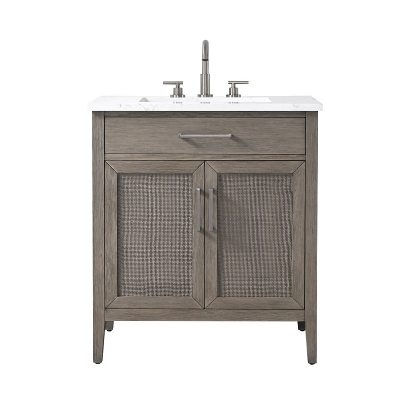 Meuble-lavabo simple 30 po avec dessus Sebastiano, Gris héritage / nickel antique