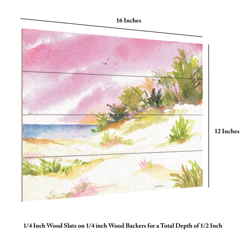 Sheila Golden Magenta Skies Wood Slat Art, H 12 po x l 16 po