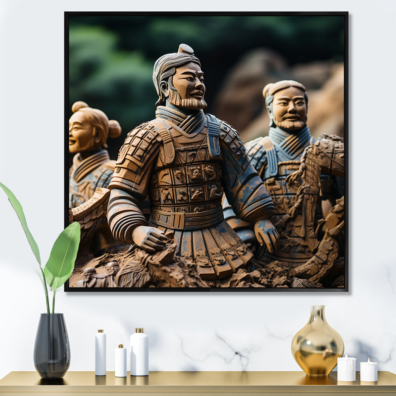 China Terracotta Warriors 1 - Art mural chinois, Cadre photo noir, H 16 po x l 16 po