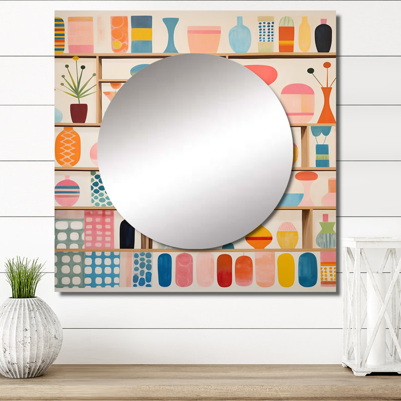 Miroir mural de salon abstrait Sariol, 36 po x 36 po