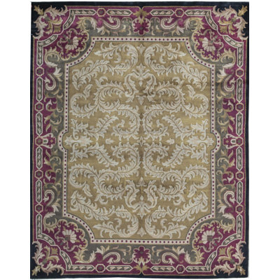 Hand-Knotted High-Quality Gold and Red Area Rug