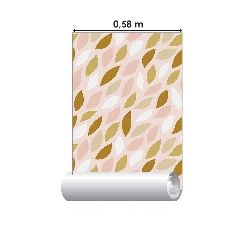 Rouleau de papier peint Coan, Orange / blanc / jaune, L 126 po x l 24 po