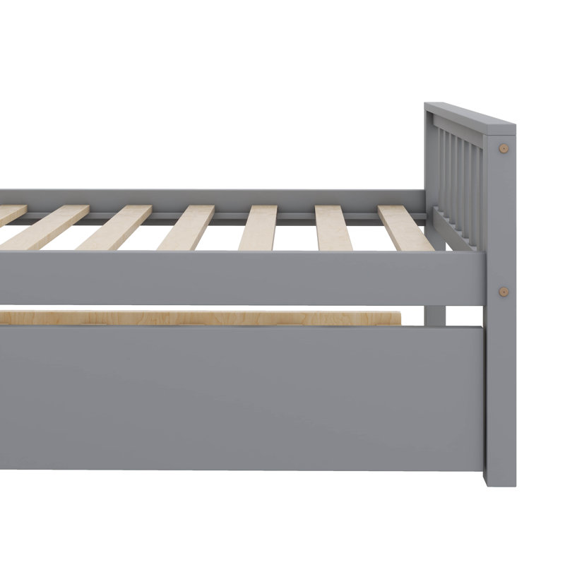 Structure de lit plateforme robuste avec lit gigogne extensible, Gris