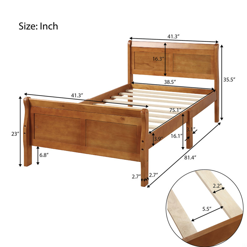 Lit plateforme avec base de lit en bois et lit-bateau