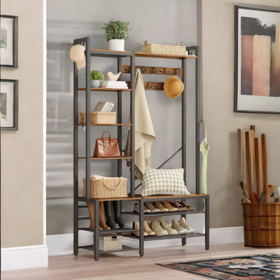 Anjoli Freestanding Hall Tree Coat Rack With Shoe Storage